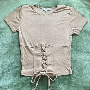 Tan corset tie top